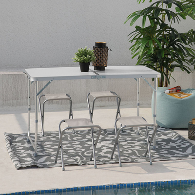 3 vị trí Bàn bar ngoài trời gấp nhôm và ghế đẩu Bàn cắm trại và 4 ghế